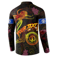 Northern Mariana Islands Button Sweatshirt Octopus Plumeria Polynesian Tattoo DT02 - Polynesian Pride