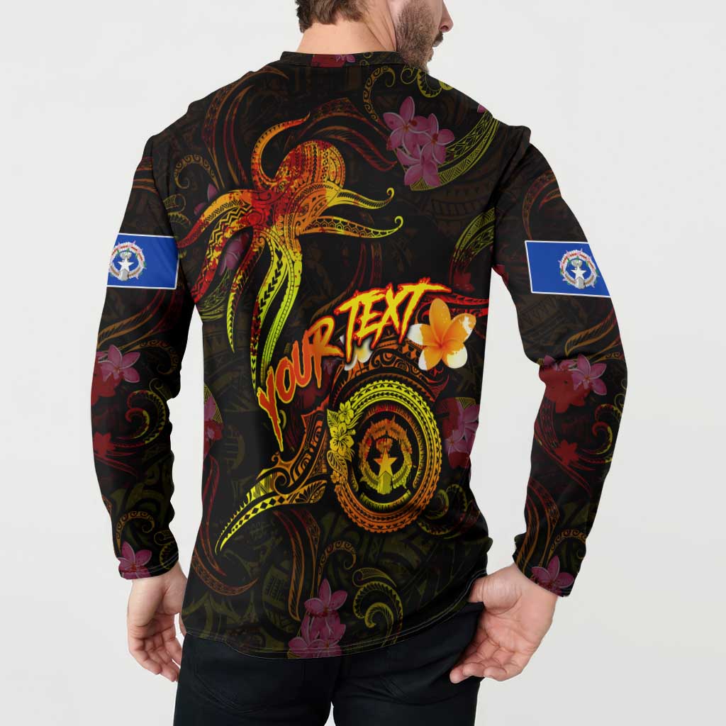 Northern Mariana Islands Button Sweatshirt Octopus Plumeria Polynesian Tattoo DT02 - Polynesian Pride