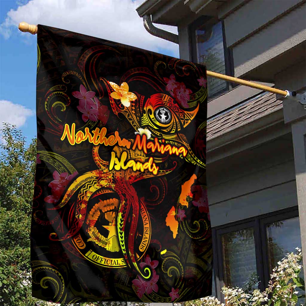 Northern Mariana Islands Garden Flag Octopus Plumeria Polynesian Tattoo DT02 - Polynesian Pride