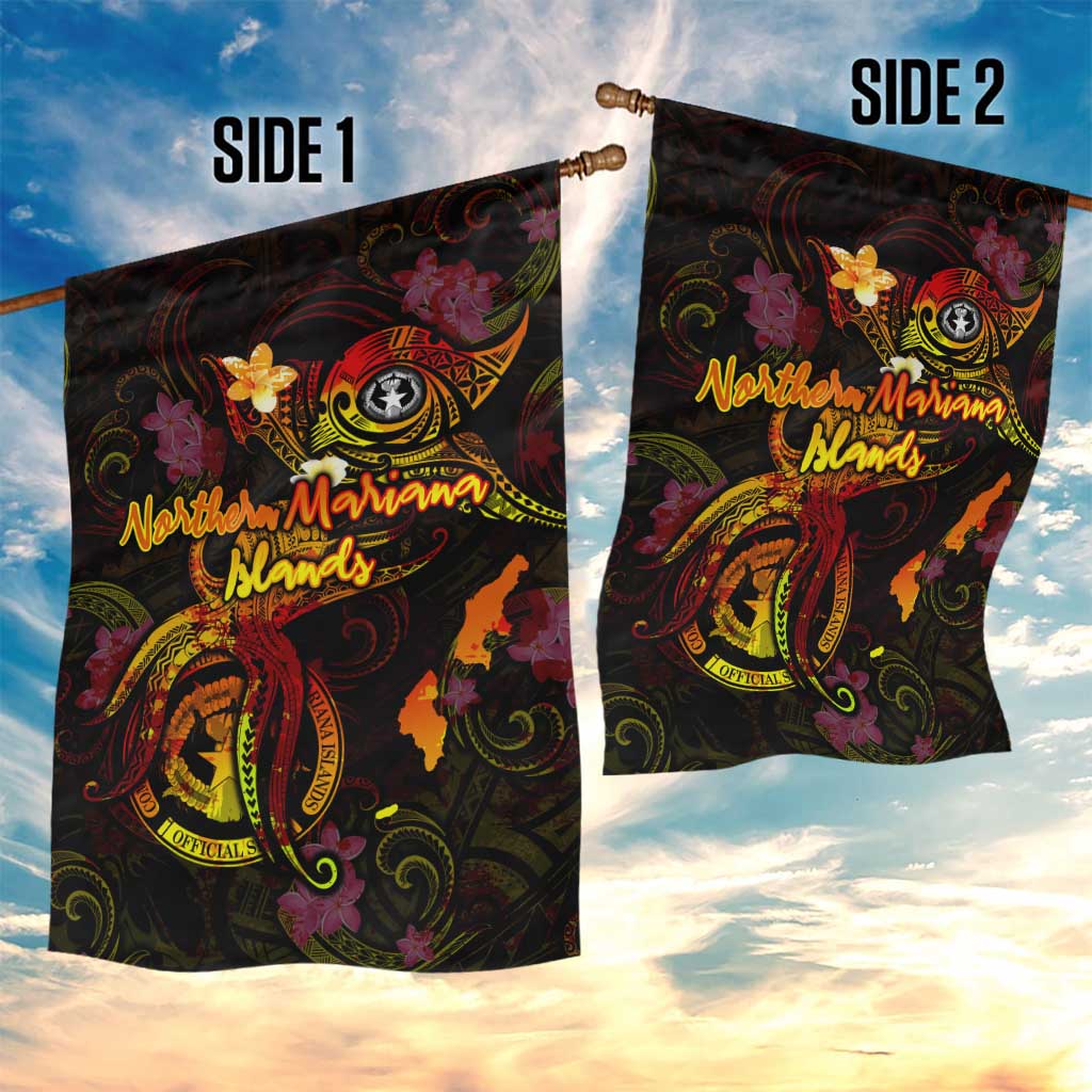 Northern Mariana Islands Garden Flag Octopus Plumeria Polynesian Tattoo DT02 - Polynesian Pride