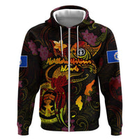 Northern Mariana Islands Hoodie Octopus Plumeria Polynesian Tattoo DT02 Zip Hoodie Black - Polynesian Pride