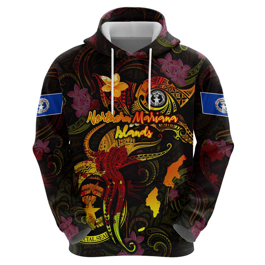 Northern Mariana Islands Hoodie Octopus Plumeria Polynesian Tattoo DT02 - Polynesian Pride