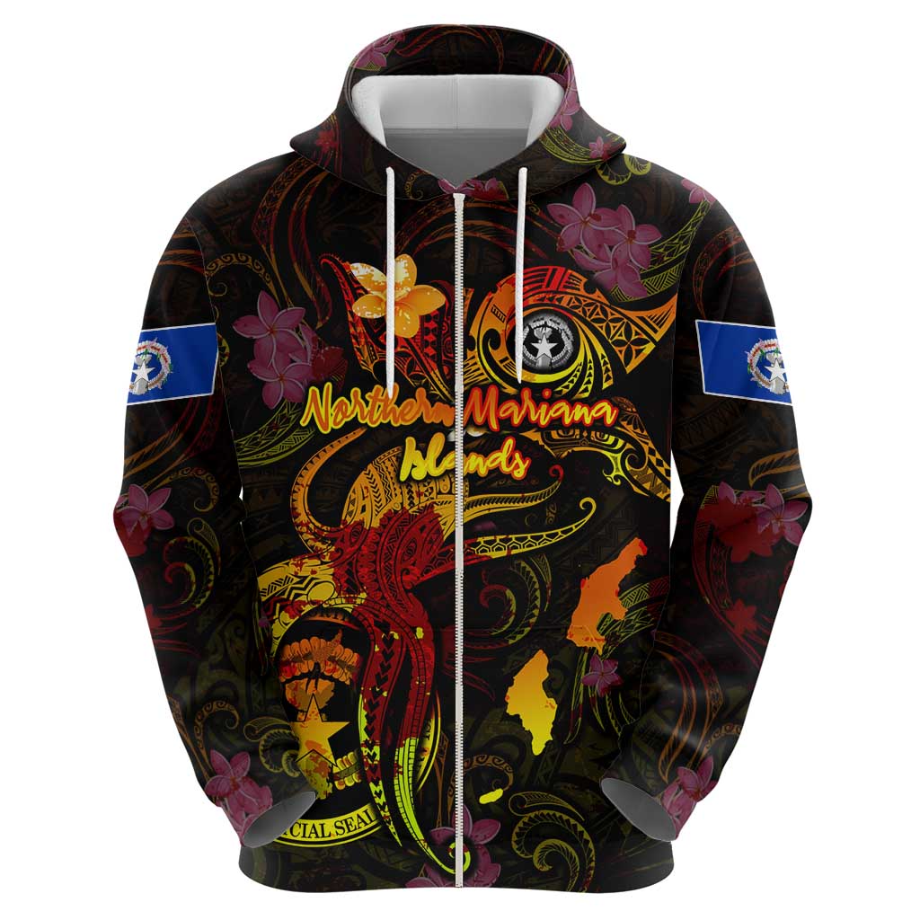 Northern Mariana Islands Hoodie Octopus Plumeria Polynesian Tattoo DT02 - Polynesian Pride