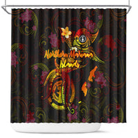 Northern Mariana Islands Shower Curtain Octopus Plumeria Polynesian Tattoo DT02 Black - Polynesian Pride