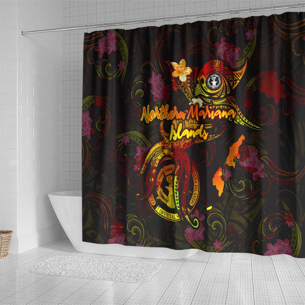 Northern Mariana Islands Shower Curtain Octopus Plumeria Polynesian Tattoo DT02 - Polynesian Pride