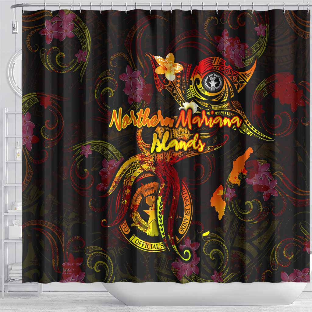Northern Mariana Islands Shower Curtain Octopus Plumeria Polynesian Tattoo DT02 - Polynesian Pride