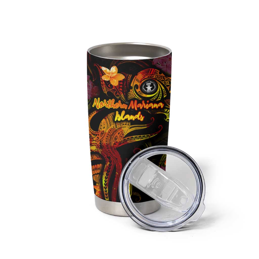 Northern Mariana Islands Tumbler Cup Octopus Plumeria Polynesian Tattoo DT02 - Polynesian Pride