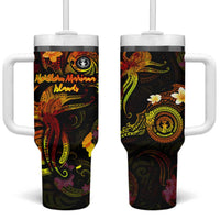 Northern Mariana Islands Tumbler With Handle Octopus Plumeria Polynesian Tattoo DT02 One Size: 40 oz Black - Polynesian Pride