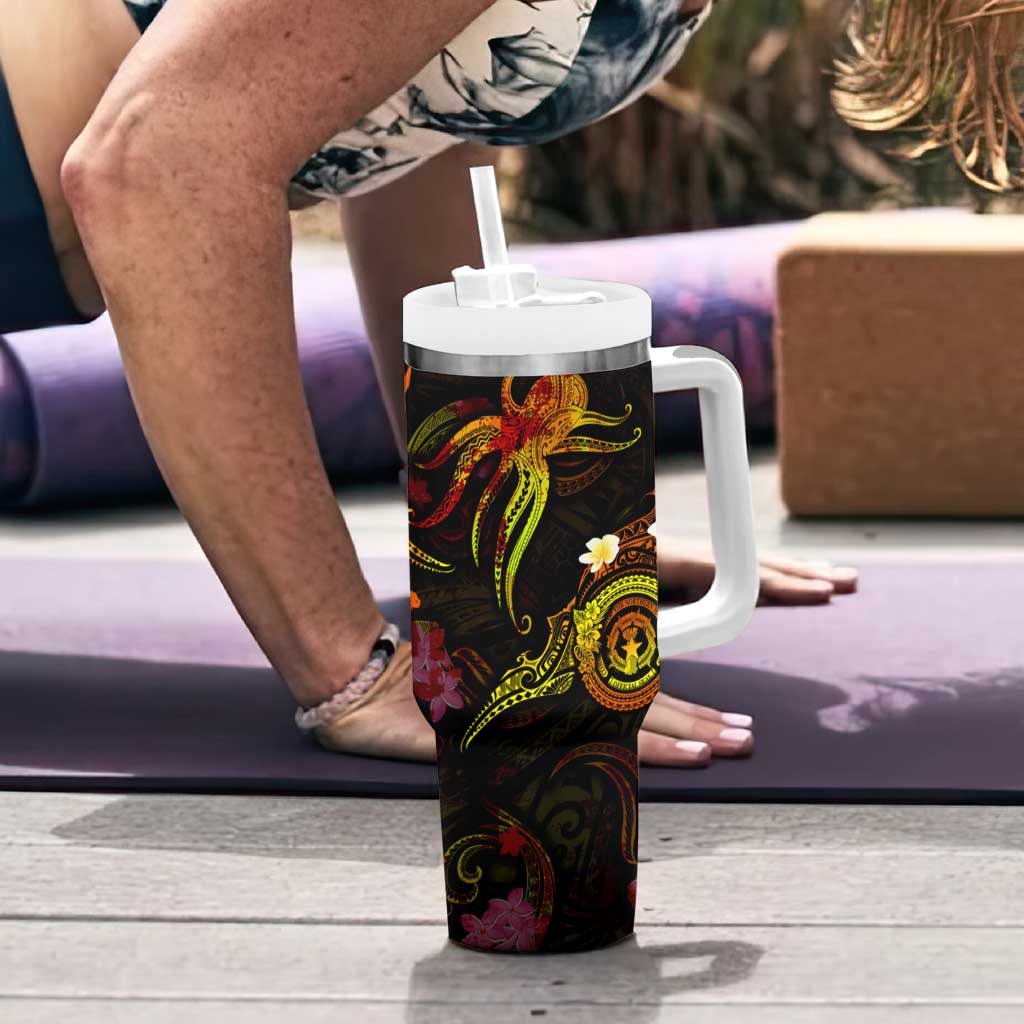 Northern Mariana Islands Tumbler With Handle Octopus Plumeria Polynesian Tattoo DT02 - Polynesian Pride
