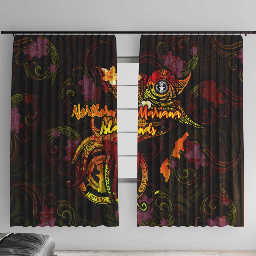 Northern Mariana Islands Window Curtain Octopus Plumeria Polynesian Tattoo DT02 With Hooks Black - Polynesian Pride