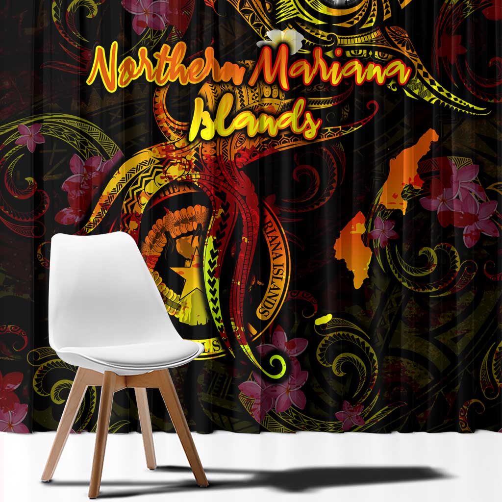 Northern Mariana Islands Window Curtain Octopus Plumeria Polynesian Tattoo DT02 - Polynesian Pride