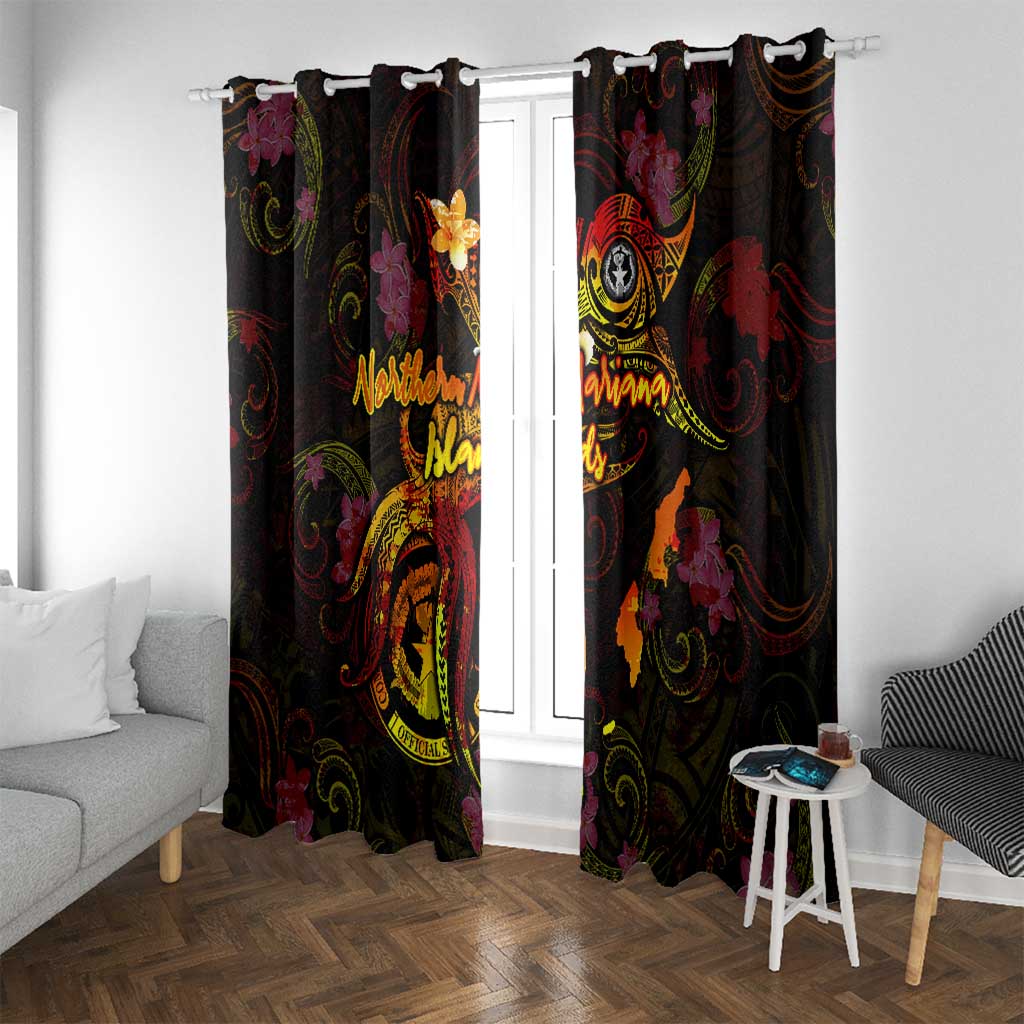 Northern Mariana Islands Window Curtain Octopus Plumeria Polynesian Tattoo DT02 With Grommets Black - Polynesian Pride