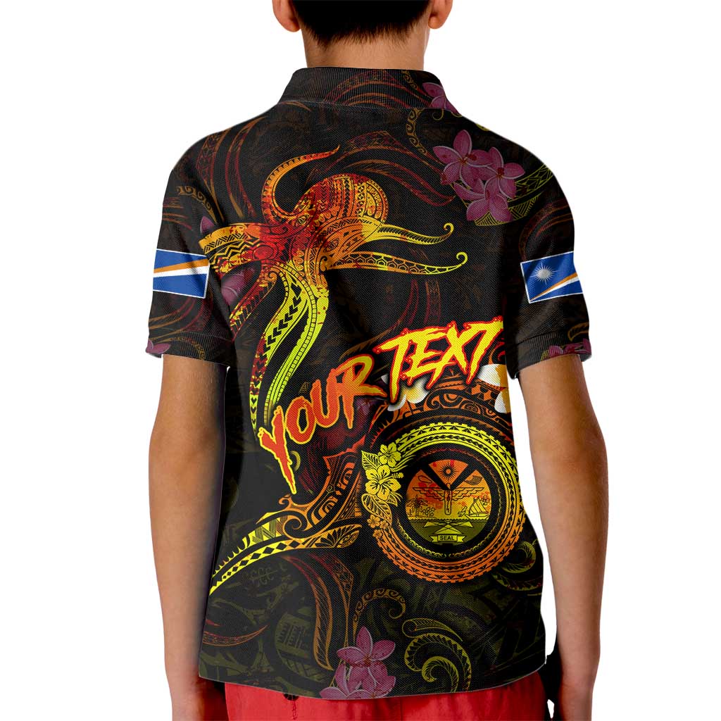 Marshall Islands Kid Polo Shirt Octopus Plumeria Polynesian Tattoo DT02 - Polynesian Pride