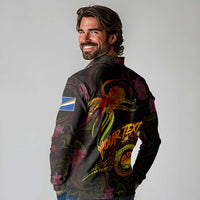 Marshall Islands Long Sleeve Polo Shirt Octopus Plumeria Polynesian Tattoo DT02 - Polynesian Pride