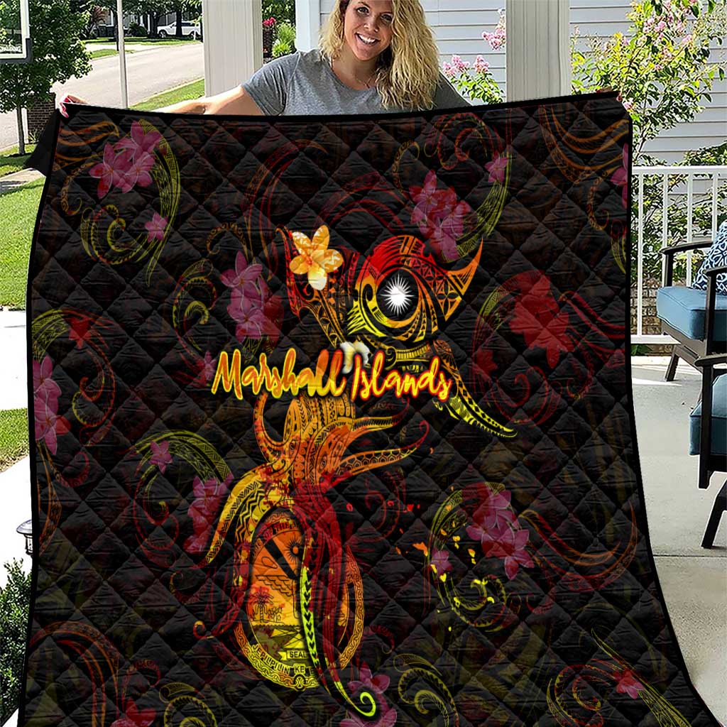 Marshall Islands Quilt Octopus Plumeria Polynesian Tattoo DT02 Black - Polynesian Pride
