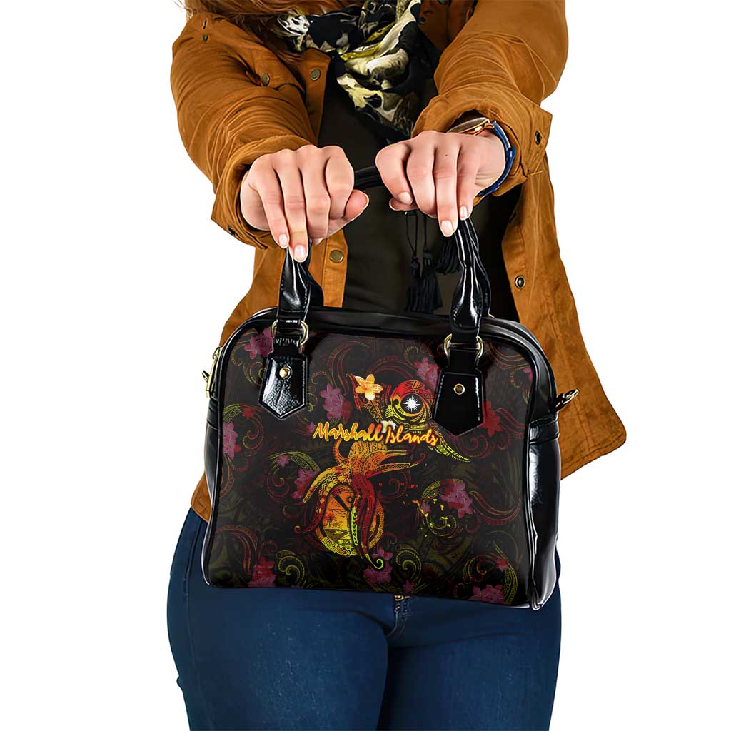 Marshall Islands Shoulder Handbag Octopus Plumeria Polynesian Tattoo DT02 One Size Black - Polynesian Pride
