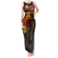 Marshall Islands Tank Maxi Dress Octopus Plumeria Polynesian Tattoo DT02 Women Black - Polynesian Pride