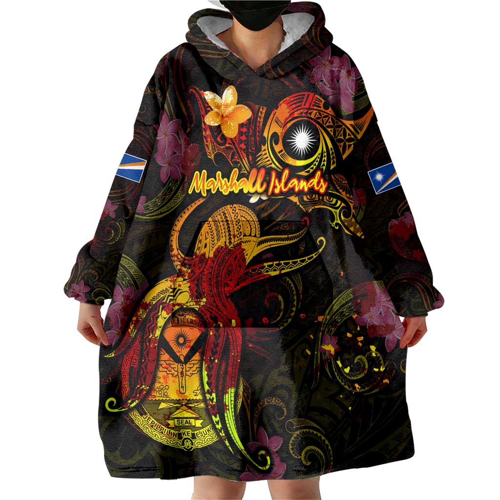 Marshall Islands Wearable Blanket Hoodie Octopus Plumeria Polynesian Tattoo DT02 - Polynesian Pride