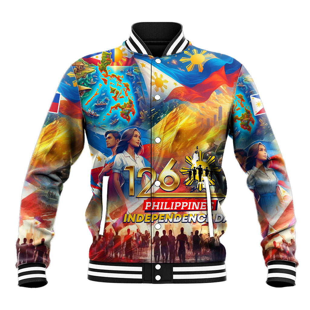 Custom The Philippines 126th Independence Anniversary Baseball Jacket Art Style DT02 Unisex Art - Polynesian Pride
