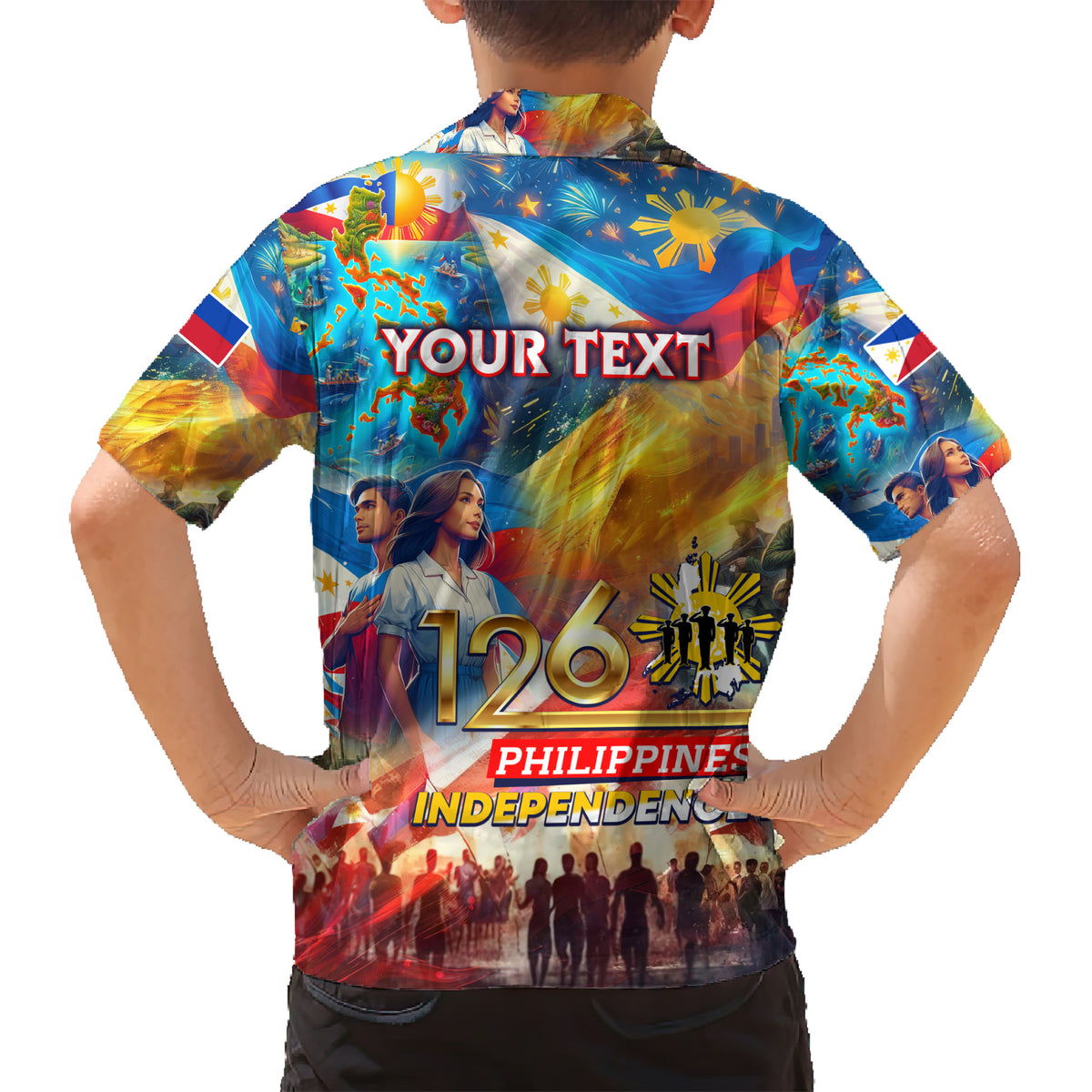 Custom The Philippines 126th Independence Anniversary Kid Hawaiian Shirt Art Style DT02 - Polynesian Pride