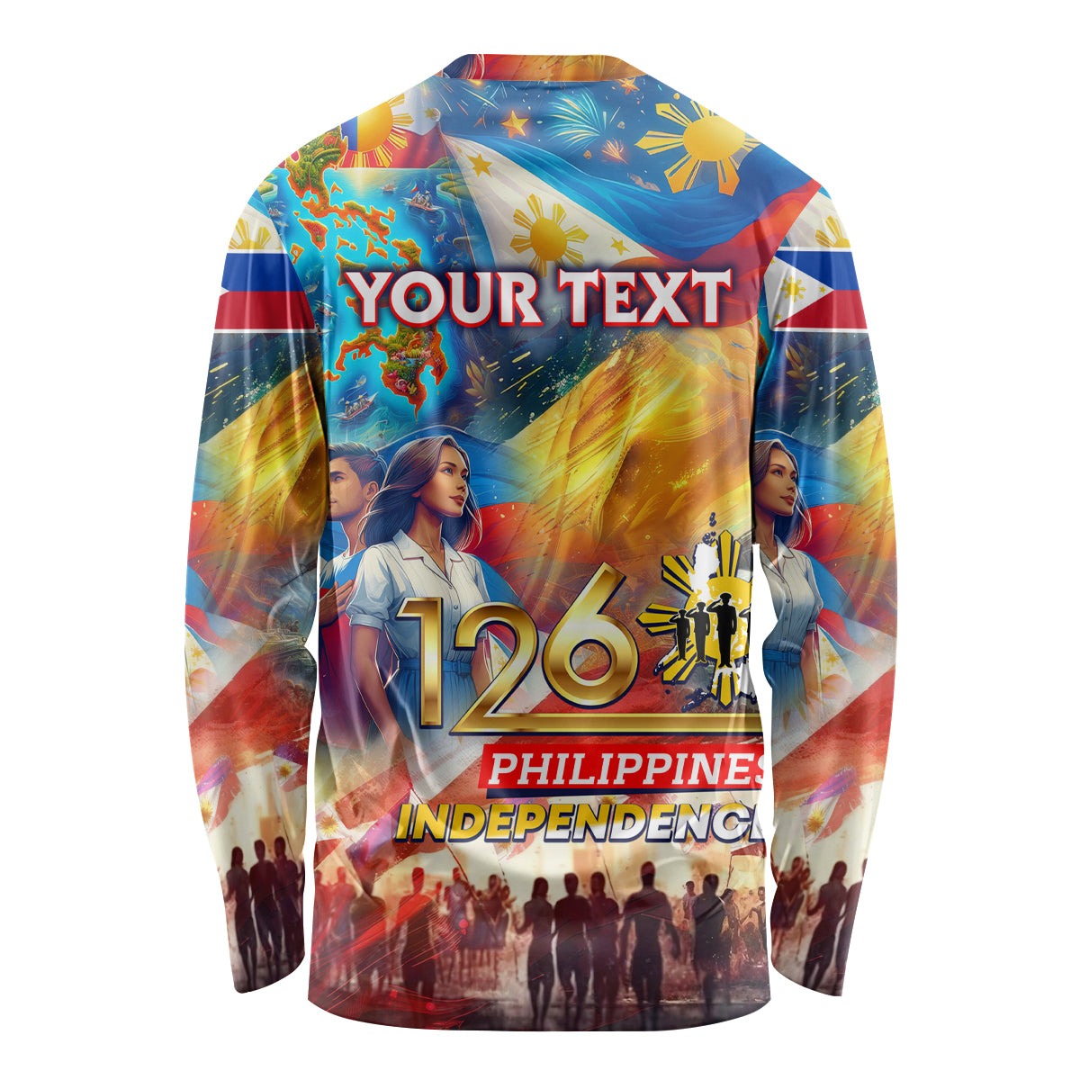 Custom The Philippines 126th Independence Anniversary Long Sleeve Shirt Art Style DT02 - Polynesian Pride