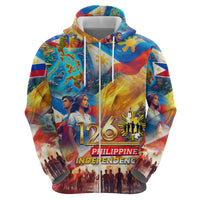 Custom The Philippines 126th Independence Anniversary Zip Hoodie Art Style DT02 - Polynesian Pride