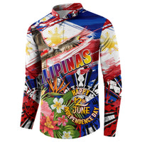Personalized Philippines Independence Day Button Sweatshirt Polynesia Filipinas Eagle Hibiscus DT02 - Polynesian Pride