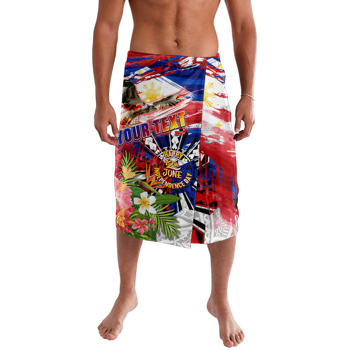 Personalized Philippines Independence Day Lavalava Polynesia Filipinas Eagle Hibiscus