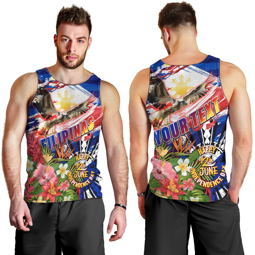Personalized Philippines Independence Day Men Tank Top Polynesia Filipinas Eagle Hibiscus DT02 - Polynesian Pride