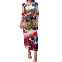 Personalized Philippines Independence Day Puletasi Polynesia Filipinas Eagle Hibiscus DT02 Long Dress Blue - Polynesian Pride