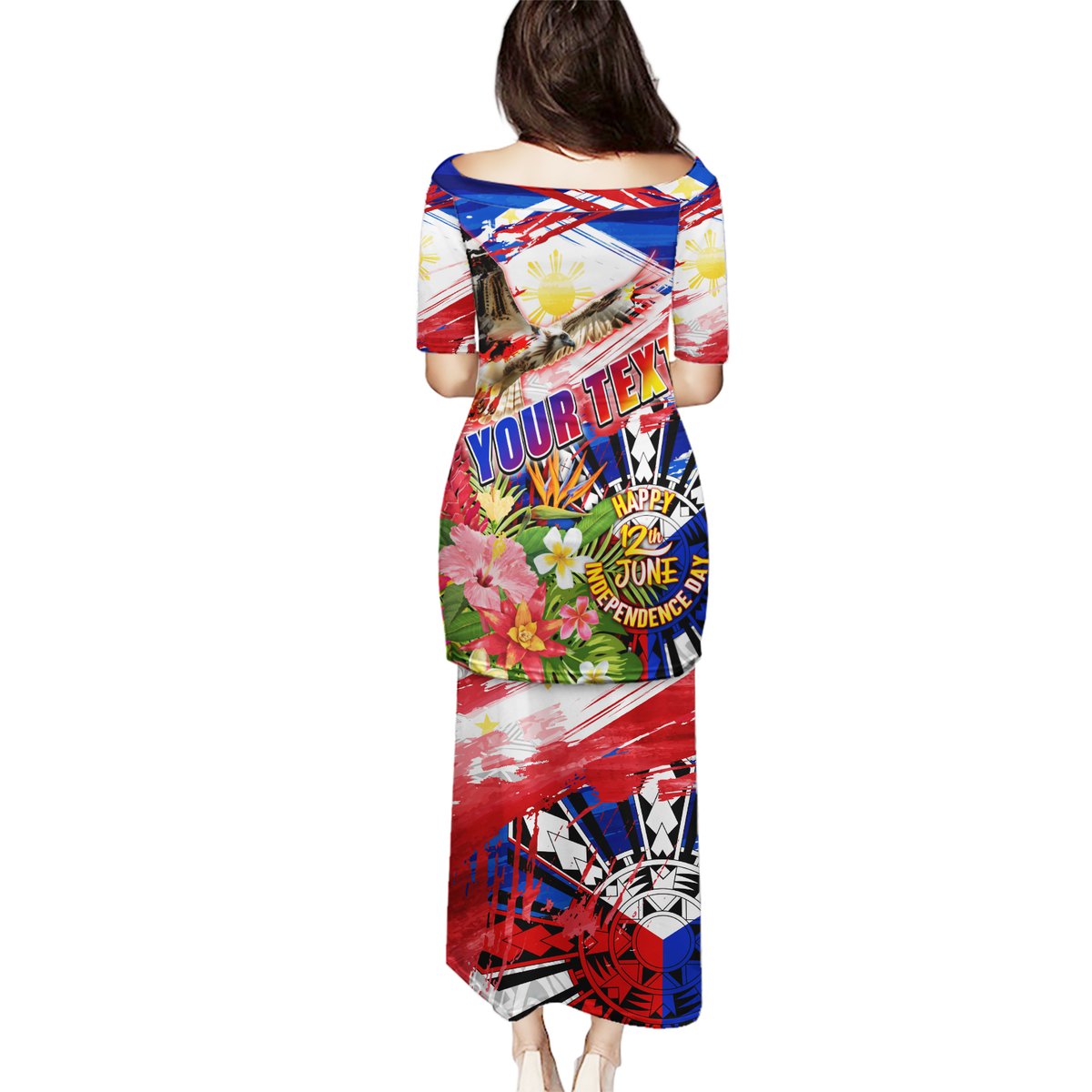Personalized Philippines Independence Day Puletasi Polynesia Filipinas Eagle Hibiscus DT02 - Polynesian Pride