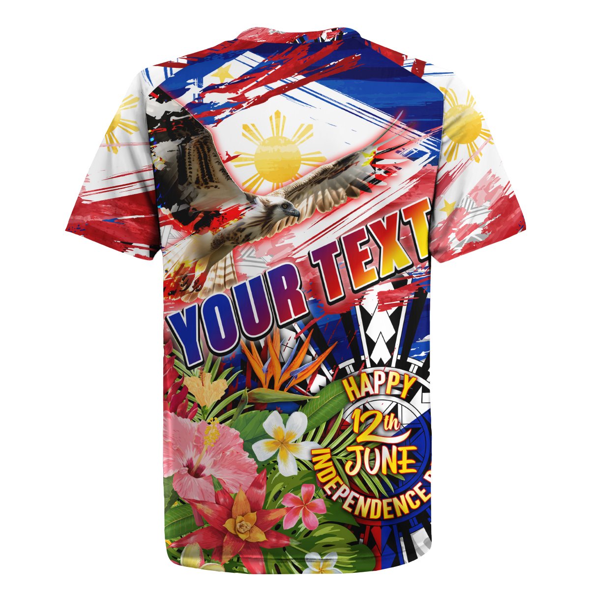 Personalized Philippines Independence Day Rugby Jersey Polynesia Filipinas Eagle Hibiscus DT02 - Polynesian Pride