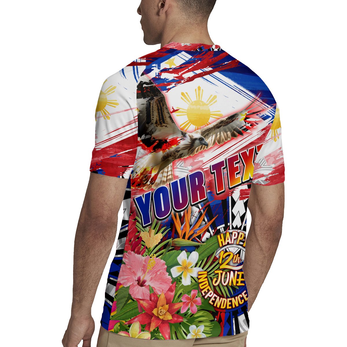 Personalized Philippines Independence Day Rugby Jersey Polynesia Filipinas Eagle Hibiscus DT02 - Polynesian Pride