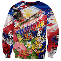 Personalized Philippines Independence Day Sweatshirt Polynesia Filipinas Eagle Hibiscus DT02 Unisex Blue - Polynesian Pride