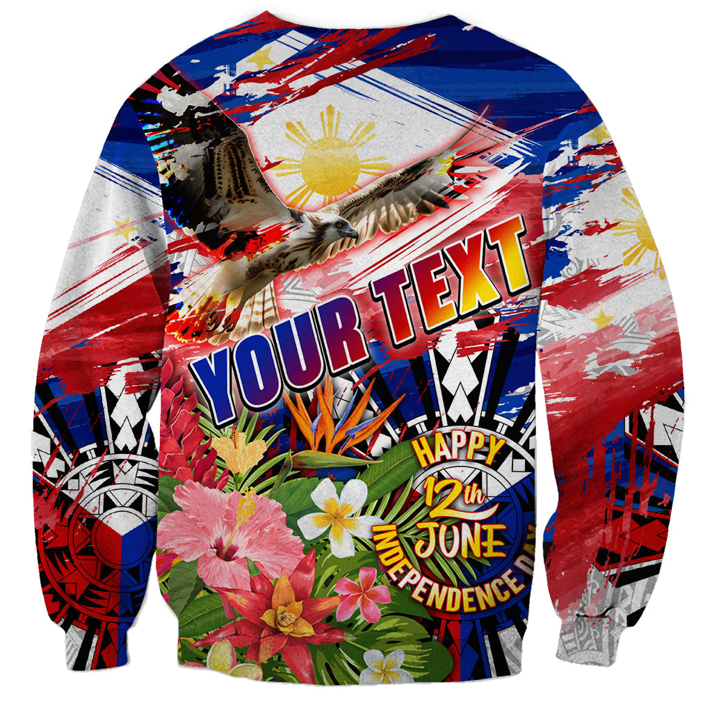 Personalized Philippines Independence Day Sweatshirt Polynesia Filipinas Eagle Hibiscus DT02 - Polynesian Pride