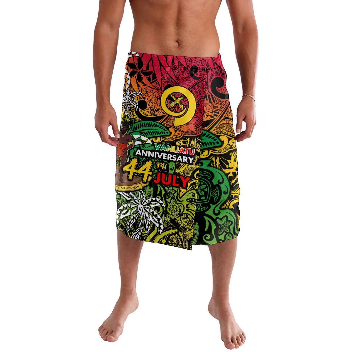 Personalised Vanuatu 44th Independence Anniversary Lavalava Melanesian Pattern Reggae