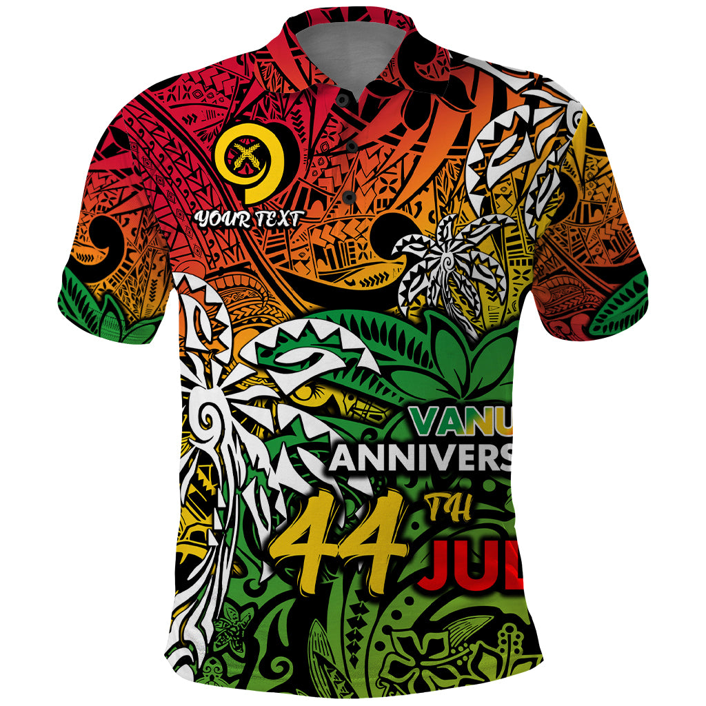 Personalised Vanuatu 44th Independence Anniversary Polo Shirt Melanesian Pattern Reggae