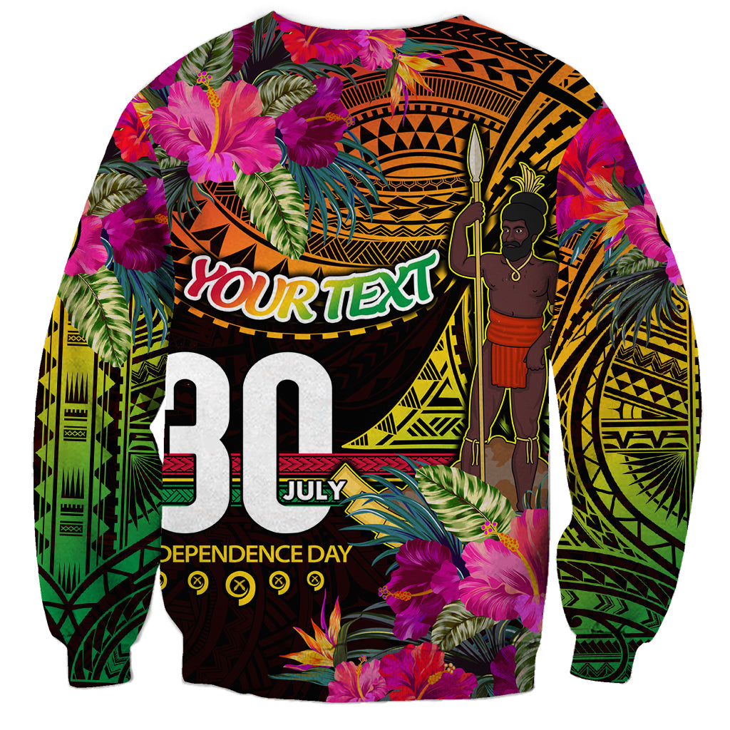 Personalised Vanuatu Independence Day 30 July Sweatshirt Hibiscus Polynesian Pattern DT02 - Polynesian Pride