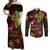 Custom Vanuatu 44th Independence Anniversary Couples Matching Off Shoulder Maxi Dress and Long Sleeve Button Shirt Flower Melanesian Namele Turtle