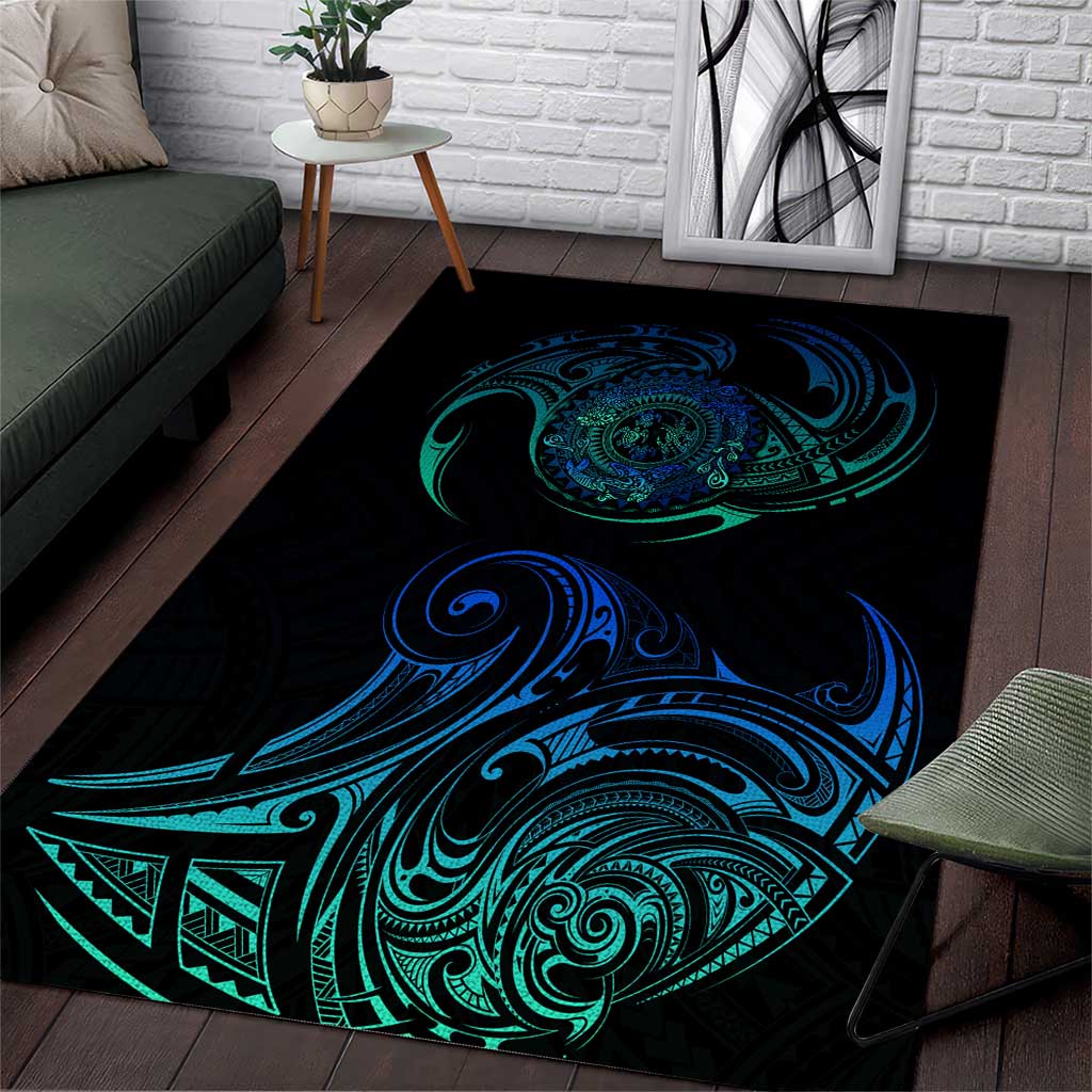 Sea Animal Polynesia Area Rug Polynesian Pattern DT02 Black - Polynesian Pride