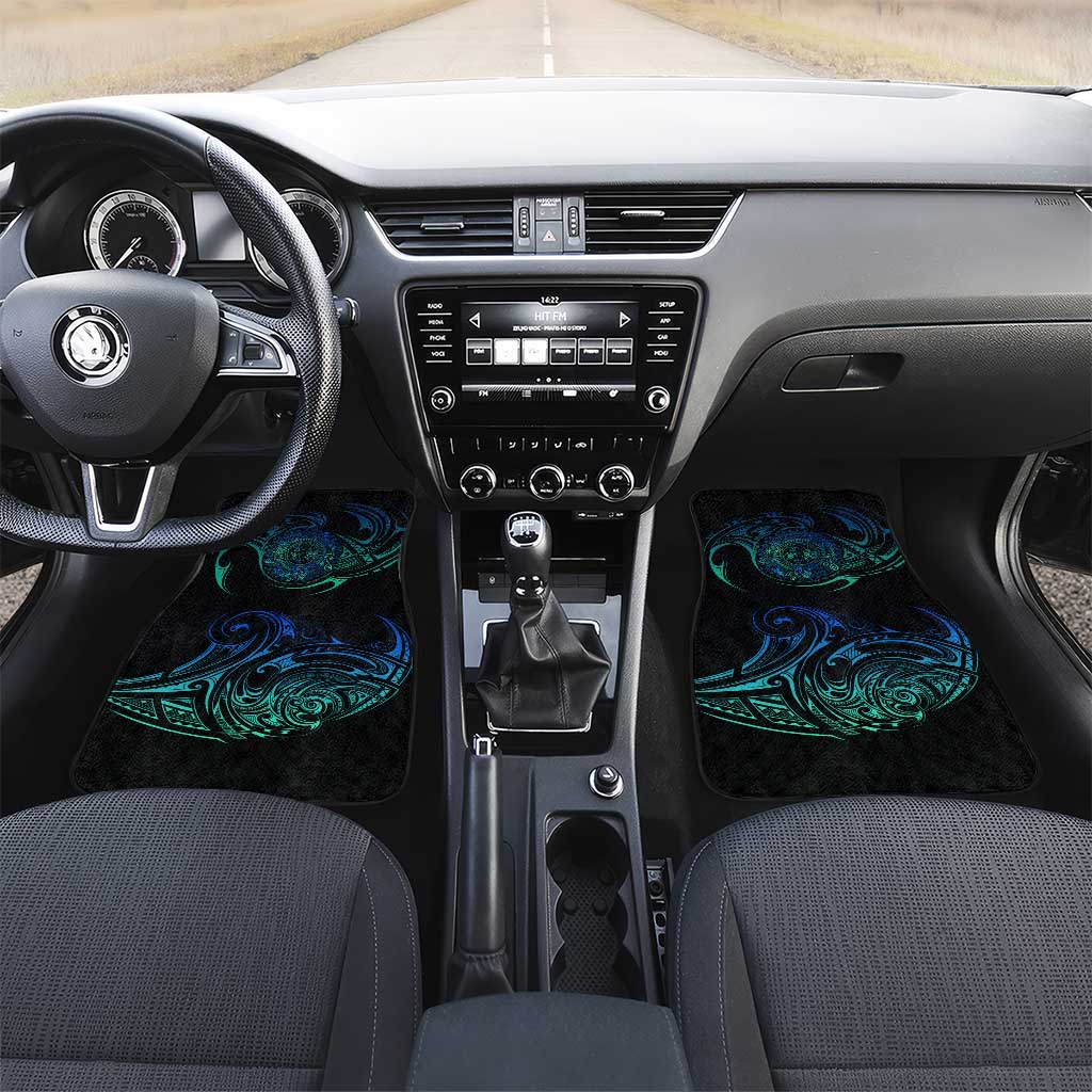 Sea Animal Polynesia Car Mats Polynesian Pattern DT02 Set 2pcs - Front Black - Polynesian Pride