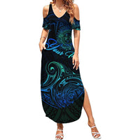 Sea Animal Polynesia Summer Maxi Dress Polynesian Pattern DT02 Women Black - Polynesian Pride
