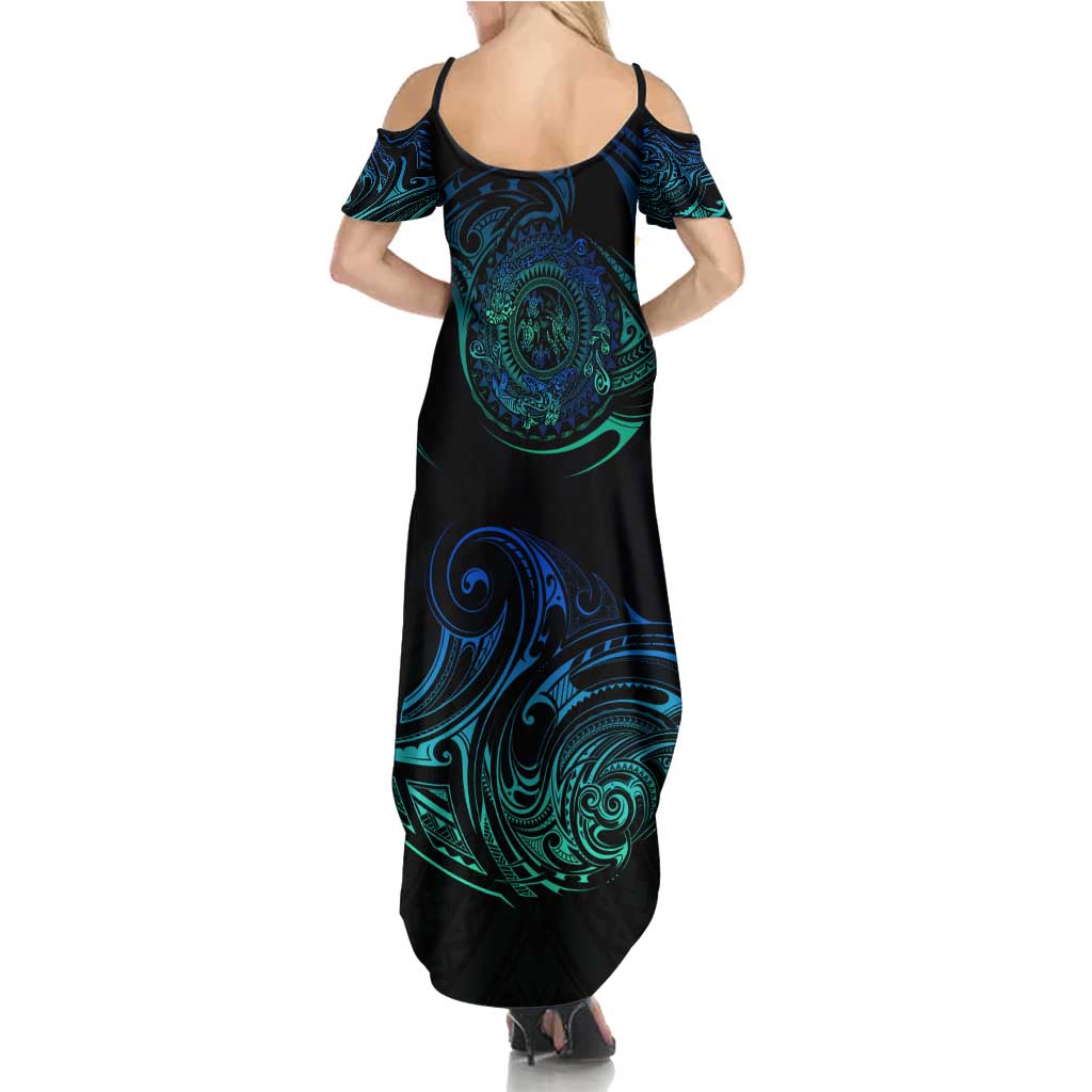Sea Animal Polynesia Summer Maxi Dress Polynesian Pattern DT02 - Polynesian Pride