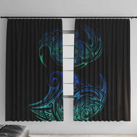 Sea Animal Polynesia Window Curtain Polynesian Pattern DT02 With Hooks Black - Polynesian Pride