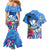 Aloha Hawaii Couples Matching Mermaid Dress and Hawaiian Shirt Dolphins and Fish Hook Hibiscus