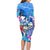 Aloha Hawaii Family Matching Long Sleeve Bodycon Dress and Hawaiian Shirt Dolphins and Fish Hook Hibiscus