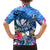 Aloha Hawaii Family Matching Off The Shoulder Long Sleeve Dress and Hawaiian Shirt Dolphins and Fish Hook Hibiscus