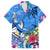 Aloha Hawaii Family Matching Off The Shoulder Long Sleeve Dress and Hawaiian Shirt Dolphins and Fish Hook Hibiscus