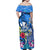 Aloha Hawaii Family Matching Off Shoulder Maxi Dress and Hawaiian Shirt Dolphins and Fish Hook Hibiscus