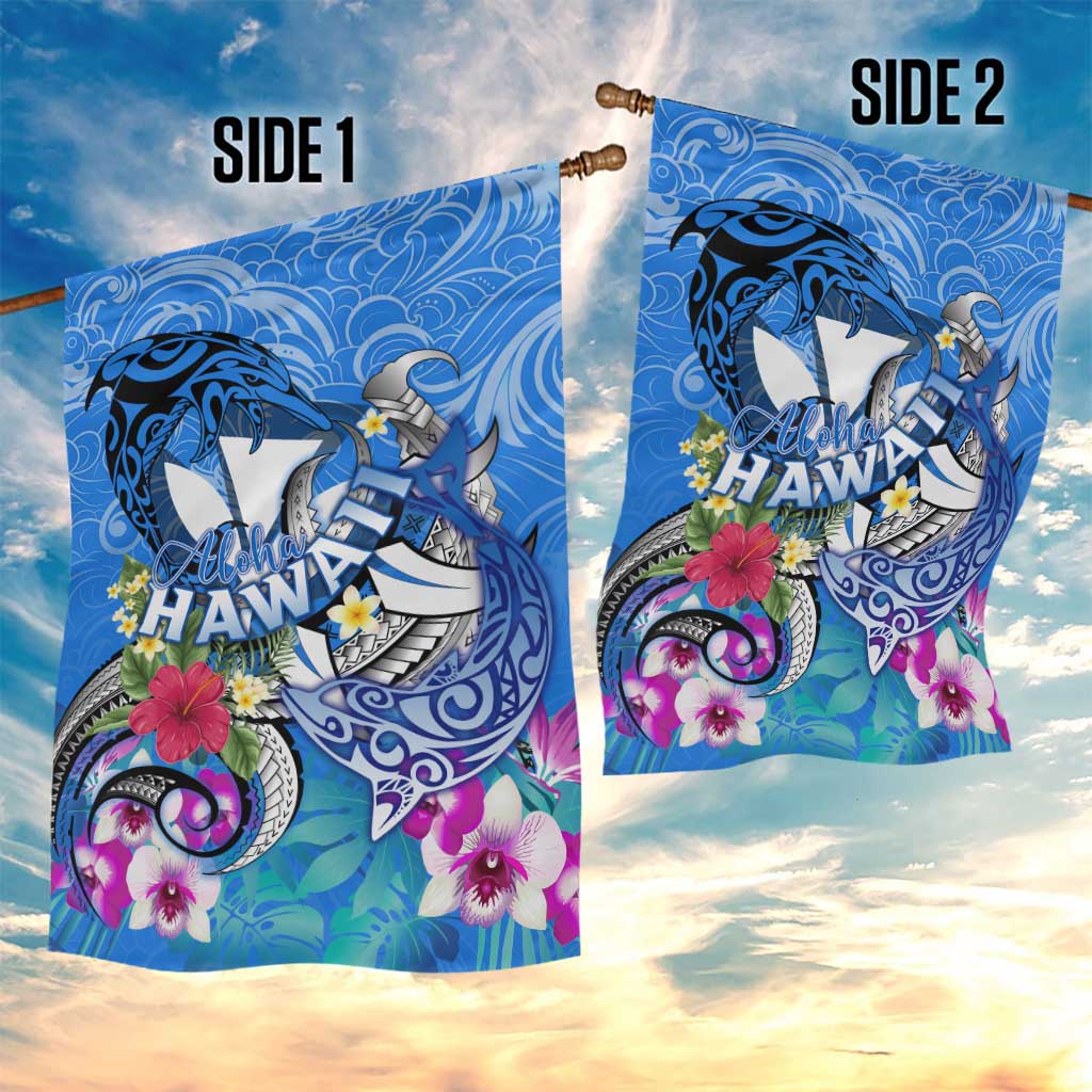 Aloha Hawaii Garden Flag Dolphins and Fish Hook Hibiscus DT02 - Polynesian Pride